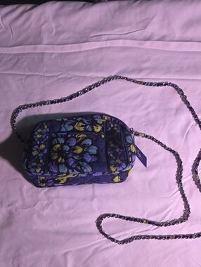 Vera Bradley Quilted Crossbody Bag in Navy and Yellow